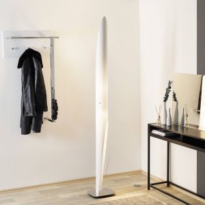 kdln Lampe sur pied Shakti, chrome, blanc satiné, hauteur 200 cm