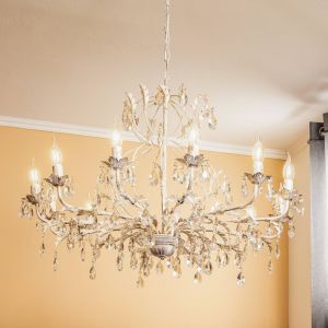 ONLI Lustre en cristal Teresa, ivoire, à 12 lampes