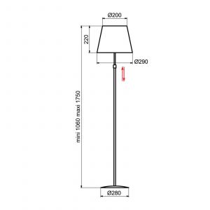 Aluminor Store lampadaire noir/rouge