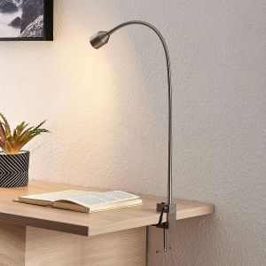 Lindby Hanilo Lampe à pince LED, nickel satiné