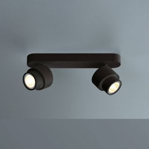 Escale spot LED BRUSH, noir, 30 cm, &agrave; 2 lampes, m&eacute;tal, &agrave; intensit&eacute; variable, 2 700 K