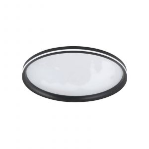 Fabas Luce Plafonnier LED Isy, noir, Ø 55 cm, métal, CCT, à intensité variable