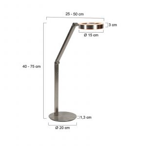 Steinhauer lampe à poser LED Ringlux, couleur acier, métal, 2 700 K, variateur d'intensité