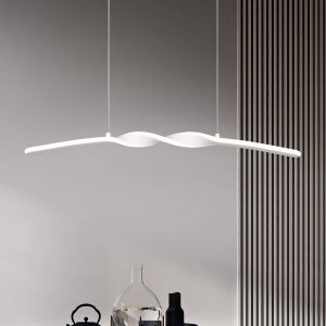 Reality Leuchten Suspension LED Ginko, blanc mat, métal, longueur 79 cm