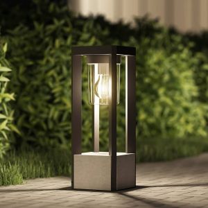 Lucande, luminaire pour socle Kalisa, E27, IP44, 42 cm, gris, métal