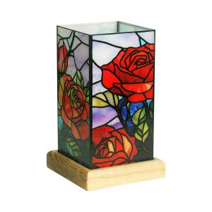 Wagner Life Lampe de table LED Art Light Rose, socle en bois, acrylique, multicolore