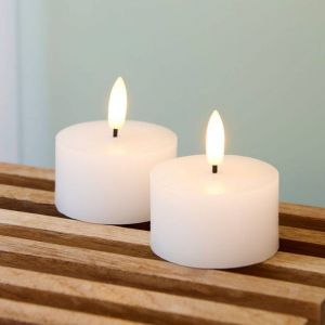 Sirius Bougie chauffe-plat LED Sille, blanche, cire, lot de 2, fonctionnement à piles