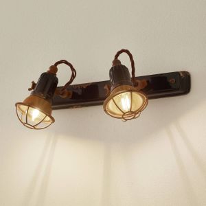 Ferroluce Applique C1676/1 avec corbeille, 2&nbsp;lampes, noire
