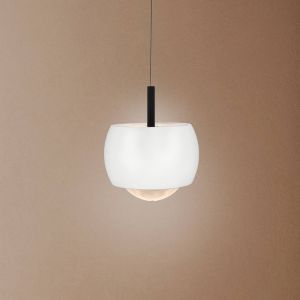 Mantra Iluminación Suspension LED Roller, blanc, hauteur réglable, lentille en verre
