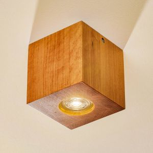 SOLLUX LIGHTING Plafonnier Ara en forme de cube en bois