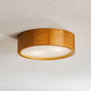 TEMAR LIGHTING Plafonnier Cleo DR275, IP20, d&eacute;tecteur, &Oslash; 28 cm, bois de ch&ecirc;ne