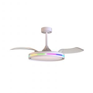 Mantra Iluminación Ventilateur de plafond LED Rafaga blanc DC silencieux Ø 106 cm CCT RVB