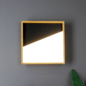 Eco-Light Applique murale LED Vista, noir/bois clair, 30 x 30 cm