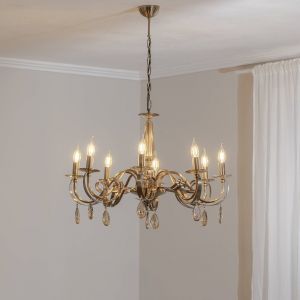 Lucea Lustre Castro, laiton antique, à 8 lampes