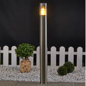 Borne lumineuse Lindby Enja, 100 cm, acier inoxydable, IP44, E27