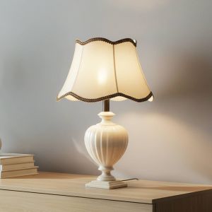 ONLI Lampe &agrave; poser Desy, c&eacute;ramique, couleur cr&egrave;me, hauteur 60 cm, E27