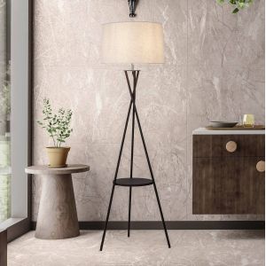 Näve Lampe sur pied Tora, noir/blanc, textile, hauteur 158 cm trépied