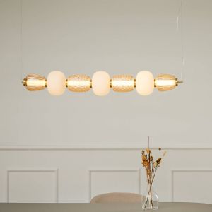 LOOM DESIGN Suspension LED Pearl 7, ambre/or, verre, 110 cm