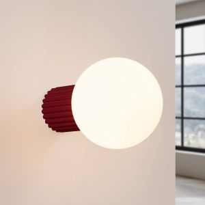 SOLLUX LIGHTING Applique murale ORBI, rouge fonc&eacute;, verre/m&eacute;tal, &Oslash; 12 cm, IP44, G9