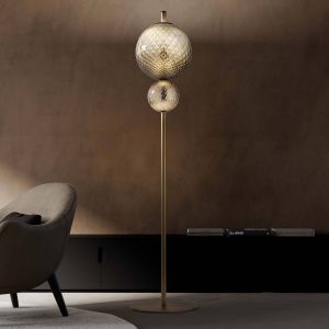 OLEV Lampe sur pied LED TERRA&LUNA, brun, métal/verre 184 cm 927