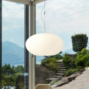 Casablanca Suspension verre Aih 38 cm blanche brillante