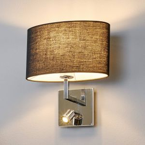 Lucande applique murale Karla, noir, 30cm, lampe de lecture LED, E27