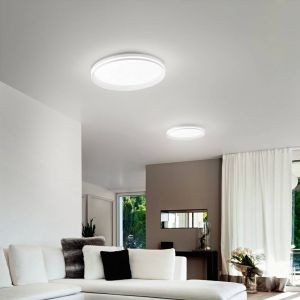 Fabas Luce Plafonnier LED Isy, blanc, Ø 55 cm, métal, CCT, à intensité variable