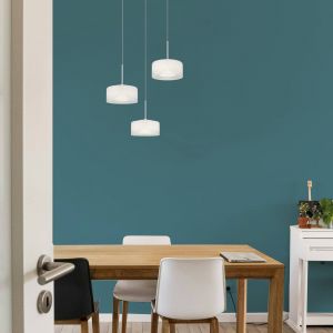 Globo Suspension LED Belinda, Ø 40 cm, blanc, à 3 lampes, verre