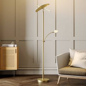 Lucande Lampe sur pied LED Anniki, laiton, réglable, à intensité variable