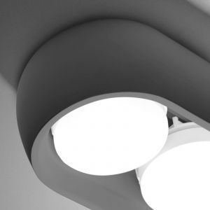 TECNICO by Sforzin Plafonnier Mysia, &agrave; 2 lampes, 20 cm, gris quartz, pl&acirc;tre, GX53