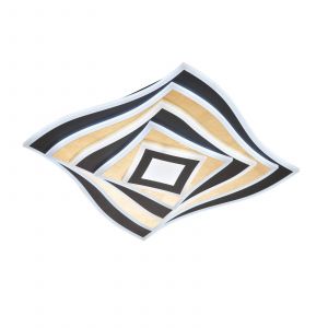 FISCHER & HONSEL Plafonnier LED Hero, noir/feuille d'or, 50 x 50 cm, CCT RVB