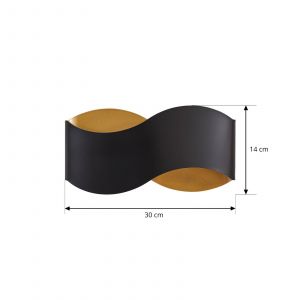 Lindby Applique murale Dailin, noir/doré, 30 cm, métal