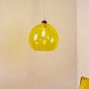 SOLLUX LIGHTING Suspension Colour, abat-jour en verre jaune