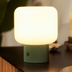 Lampe &agrave; poser LED rechargeable Lucande Katrin Palme, verte, verre