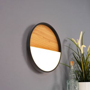 Eco-Light Applique murale LED Vista, bois clair/noir, Ø 30 cm
