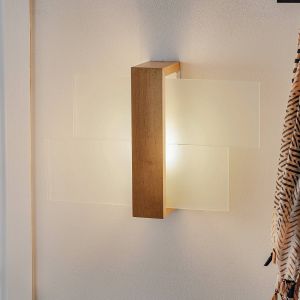 SOLLUX LIGHTING Applique murale Shifted 1, verre et bois clair