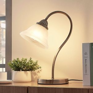 Lindby lampe à poser Mialina, 42 cm, blanc, verre, métal