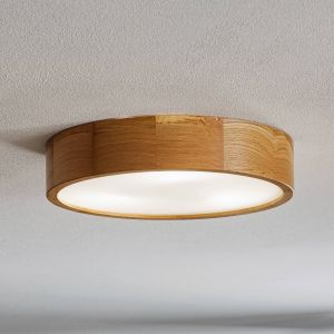 TEMAR LIGHTING Plafonnier Cleo DR375, IP20, d&eacute;tecteur, &Oslash; 38 cm, bois de ch&ecirc;ne