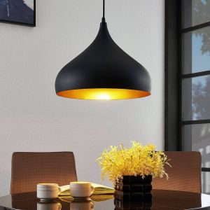 Suspension Lindby Ritana, noir et or, métal, Ø 31 cm, E27