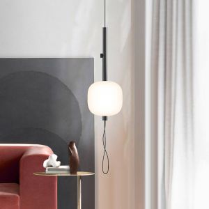 kdln Suspension LED Motus, noir/blanc, Ø 24 cm, verre