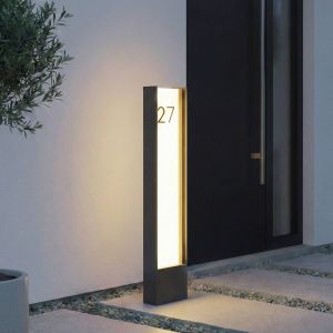 Bornes lumineuses LED Lindby Selqa, num&eacute;ro de maison, anthracite, IP65