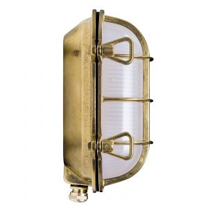Moretti Luce Lampe hublot ovale Hook, laiton, opale