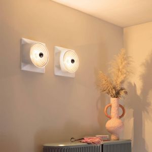 Stilnovo, plafonnier Goletta, blanc brillant/couleur aluminium