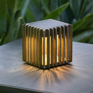Les Jardins Lampe solaire de table à LED Verti, gris teck, 3.000 K, 300 lm