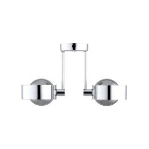 Argon Plafonnier Mado, acier chromé, verre fumé, à 2 lampes