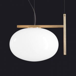 Oluce Alba 466 Suspension avec d&eacute;cor m&eacute;tallique, laiton