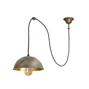 Moretti Luce Suspension Circle décentrée 1 lampe laiton ancien