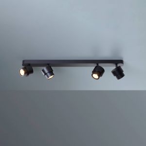 Escale spot LED BRUSH, noir, 70 cm, &agrave; 4 lampes, m&eacute;tal, &agrave; intensit&eacute; variable, 2 700 K