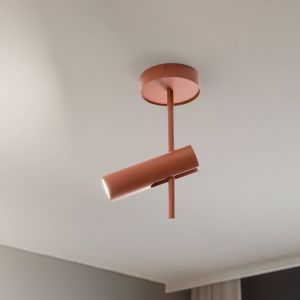SIGMA Spot pour plafond Leda 1, rouge brique, à 1 lampe, hauteur 34 cm