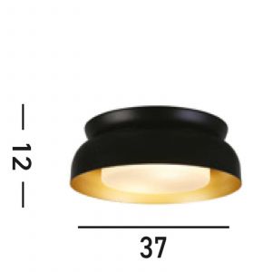 Searchlight Plafonnier Kendal, noir/or, acier, verre